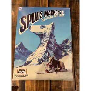 Vtg Bud Light 80s Spuds Mackenzie Poster 17 1/4" x‎ 22 1/2" Snow Skiing Mountain